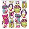 Ambesonne Owls Shower Curtain, Boho Style Owls with Fun Patterns and Eyes Funny Best Friends Forever Animal Themed Arts Design, Fabric Bathroom Decor Set with Hooks, 69" W x 70" L, Multicolor Coral